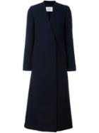 Lanvin Raw Cut Long Coat, Women's, Size: 34, Blue, Cotton/polyamide/polyester/wool