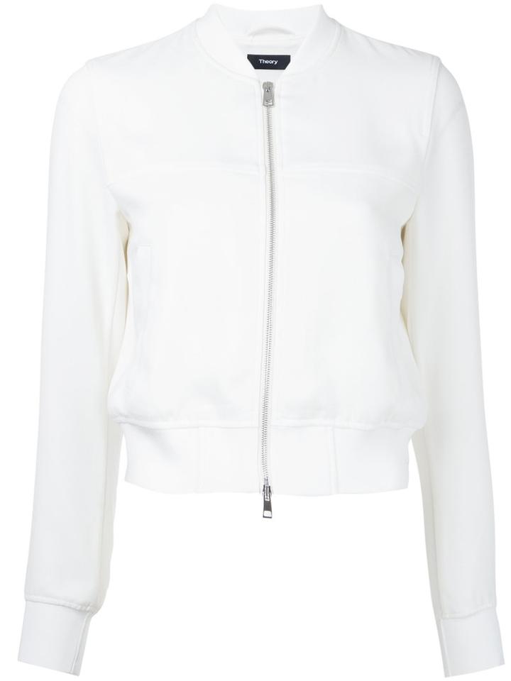 Theory - Panelled Bomber Jacket - Women - Polyester/triacetate - Xs, White, Polyester/triacetate