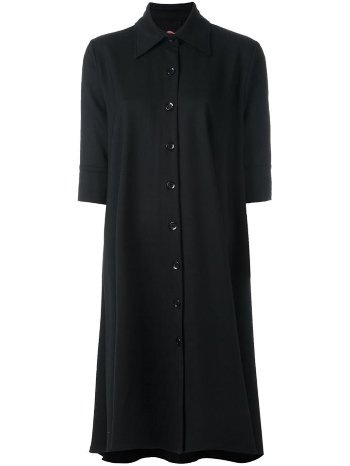Ultràchic Draped Classic Collar Dress - Black
