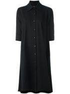 Ultràchic Draped Classic Collar Dress - Black