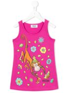 Moschino Kids Monkey Print Tank Top, Girl's, Size: 6 Yrs, Pink/purple
