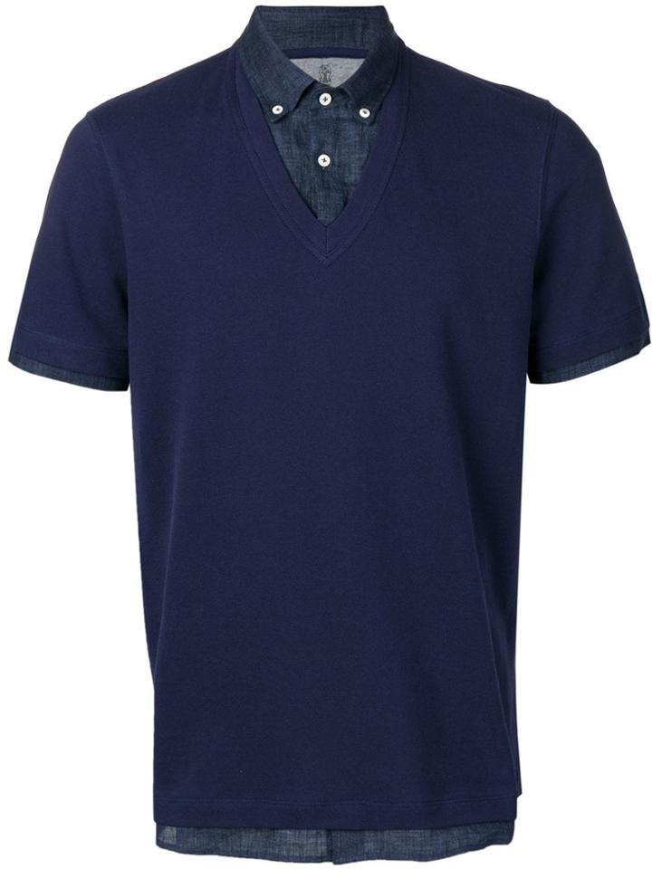 Brunello Cucinelli Button Down Polo Shirt - Blue