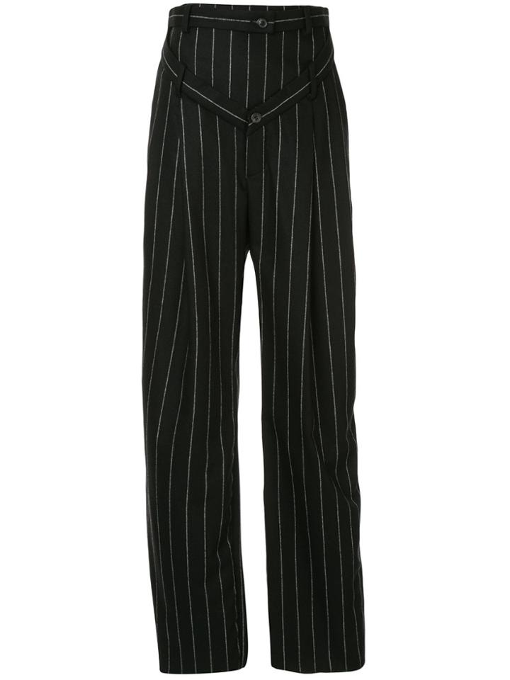 Y/project Pinstriped Wide Leg Trousers - Black