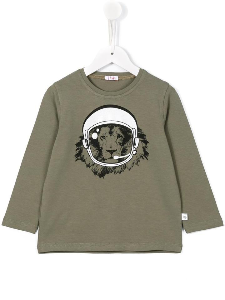 Il Gufo Lion Helmet Print T-shirt, Boy's, Size: 8 Yrs, Green