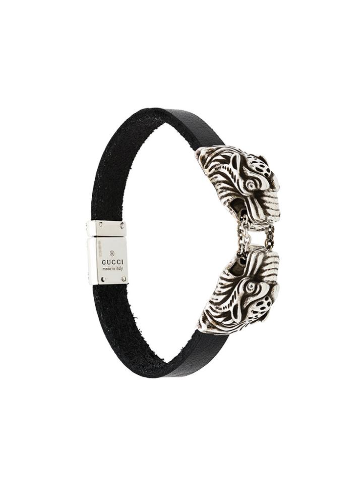Gucci Engraved Tiger's Head Bracelet - Black