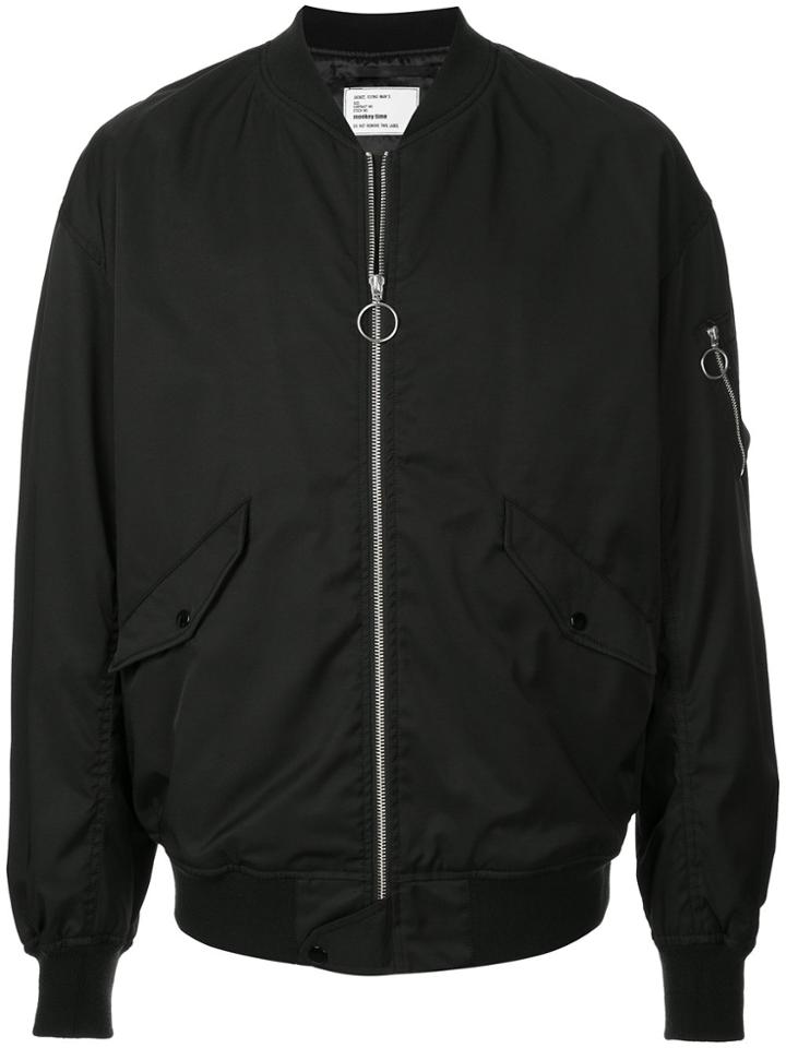 Monkey Time Oversized Bomber Jacket - Black