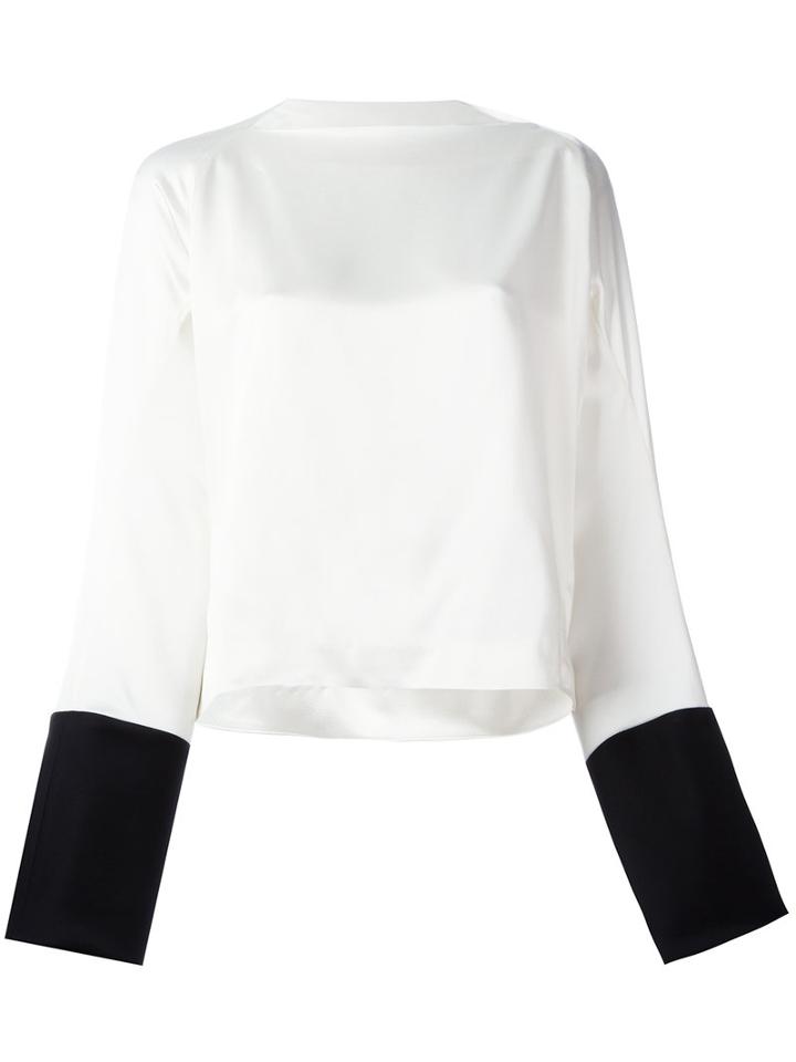 Haider Ackermann Boat Neck Bicolour Blouse, Women's, Size: 42, White, Acetate/rayon