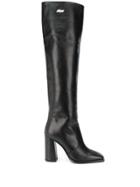 Msgm Knee-height Square Toe Boots - Black