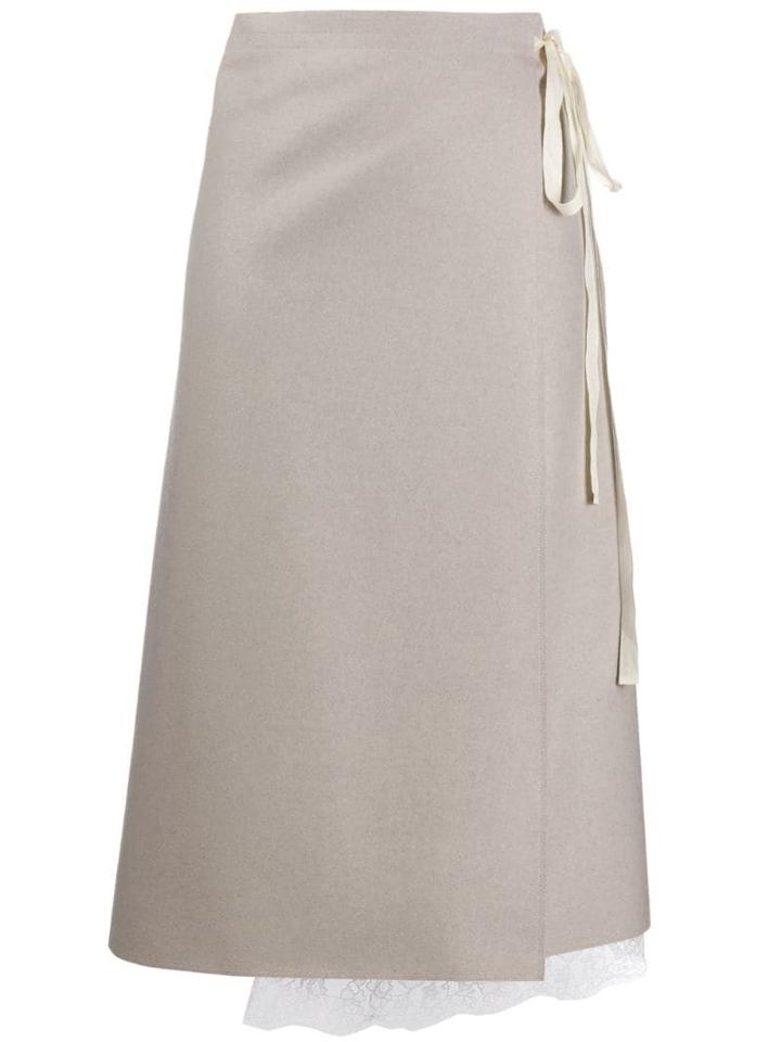 Mm6 Maison Margiela Wrap Midi Skirt - Neutrals