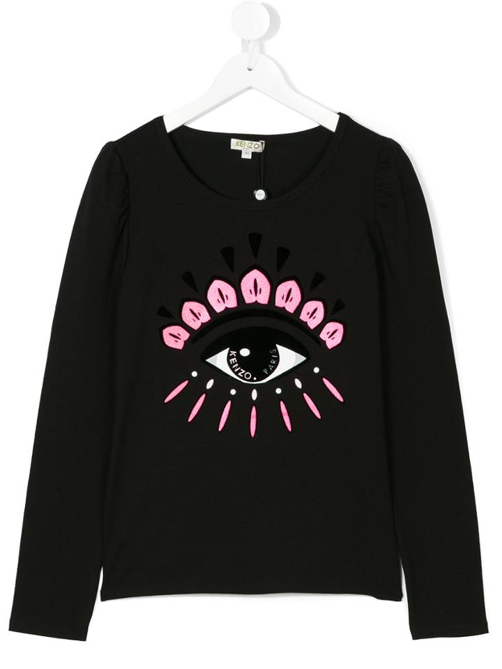 Kenzo Kids Eye Print Long Sleeved T-shirt - Black