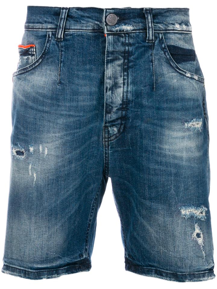 Frankie Morello Stonewashed Shorts - Blue
