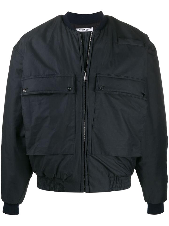 Katharine Hamnett London Utility Pocket Bomber Jacket - Blue