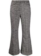 Nº21 Flared Herringbone Trousers - Black