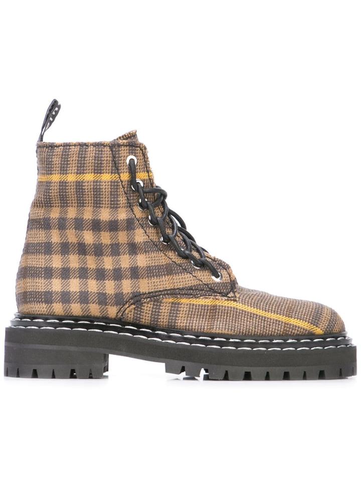 Proenza Schouler Plaid Lace Up Boots - Brown