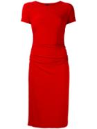 Norma Kamali Shortsleeved Fitted Dress, Women's, Size: Medium, Red, Polyester/spandex/elastane