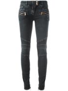 Balmain Skinny Biker Jeans, Women's, Size: 42, Black, Cotton/spandex/elastane