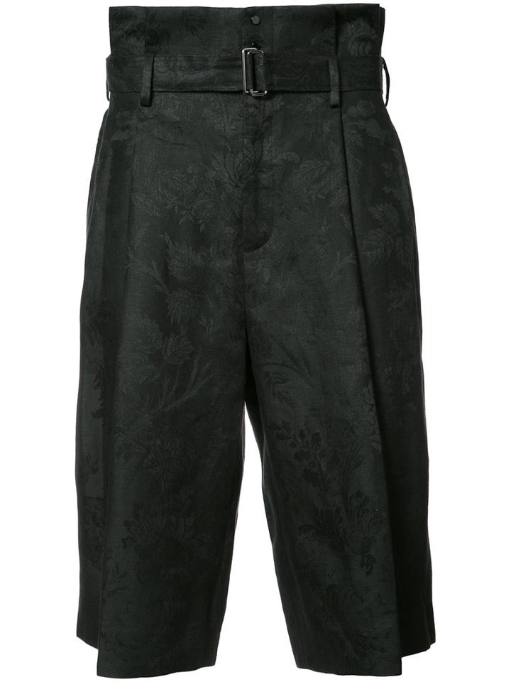 Aganovich Belted Cropped Trousers, Men's, Size: 50, Black, Linen/flax
