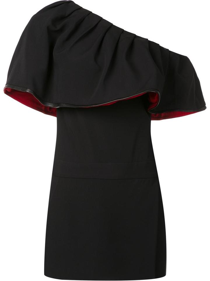 Haney 'anita' Ruffled Shoulder Dress, Women's, Size: 4, Black, Silk/spandex/elastane