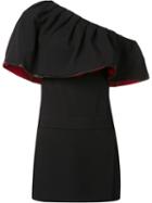 Haney 'anita' Ruffled Shoulder Dress, Women's, Size: 4, Black, Silk/spandex/elastane