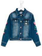Philipp Plein Kids Embroidered Denim Jacket, Girl's, Size: 10 Yrs, Blue
