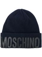 Moschino Knitted Logo Hat - Blue