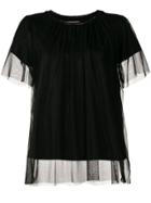 Semicouture Mesh Overlay T-shirt - Black