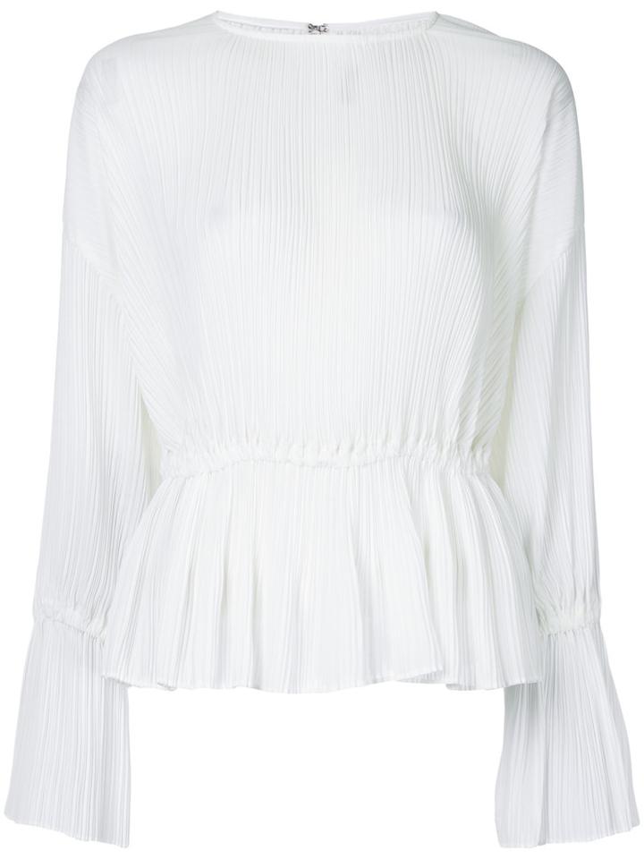 Le Ciel Bleu - Pleated Peplum Blouse - Women - Polyester - 36, White, Polyester