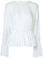 Le Ciel Bleu - Pleated Peplum Blouse - Women - Polyester - 36, White, Polyester