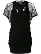 Alexandre Vauthier - Open Net Hooded T-shirt - Women - Cotton/elastodiene/viscose - 3, Black, Cotton/elastodiene/viscose