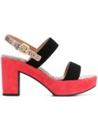 L'autre Chose Colour Block Platform Sole Sandals - Black