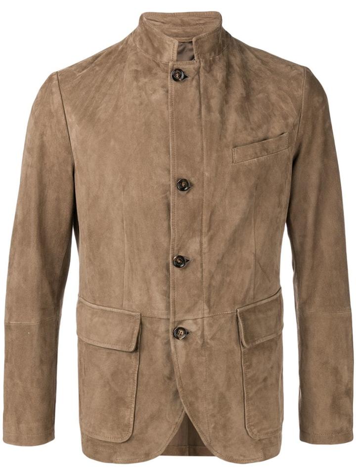 Eleventy High Neck Single Breasted Blazer - Brown