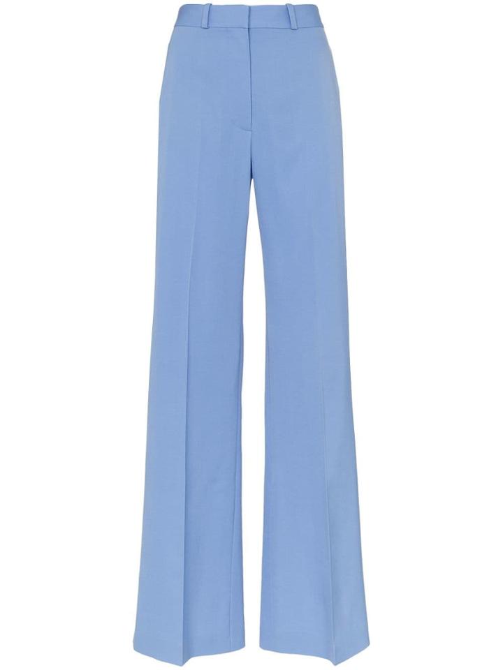 Stella Mccartney High Waist Back Slit Wool Trousers - Blue