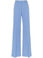 Stella Mccartney High Waist Back Slit Wool Trousers - Blue