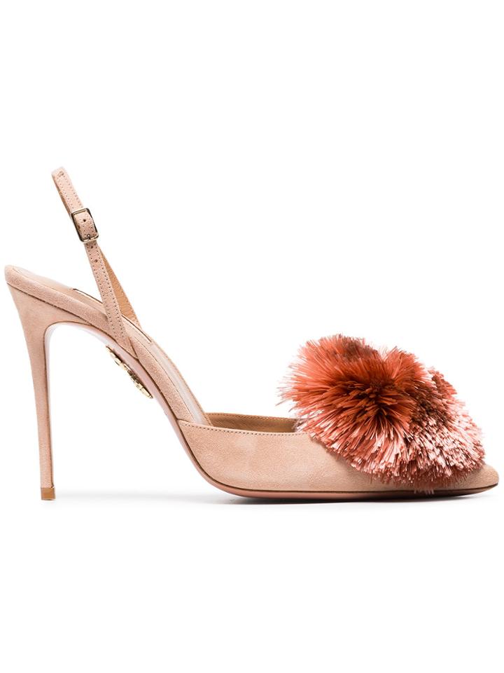 Aquazzura Pink Powder Puff 105 Suede Slingbacks - Pink & Purple