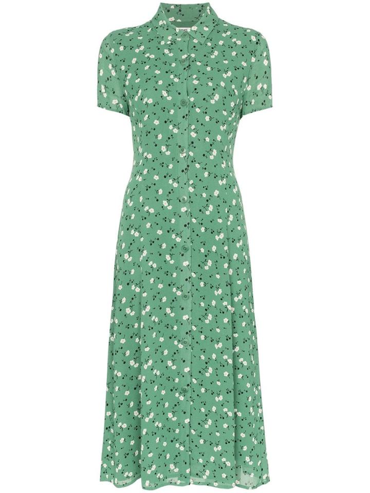 Reformation Shiela Floral Print Midi Dress - Green