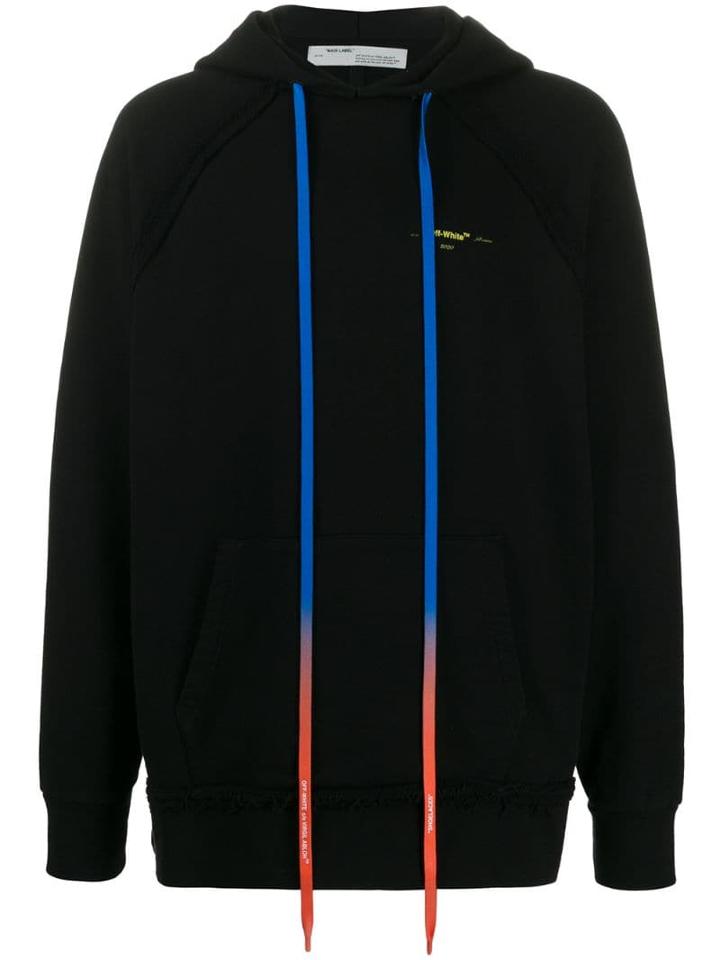 Off-white Arrows Print Gradient Strings Hooded Sweater - Black