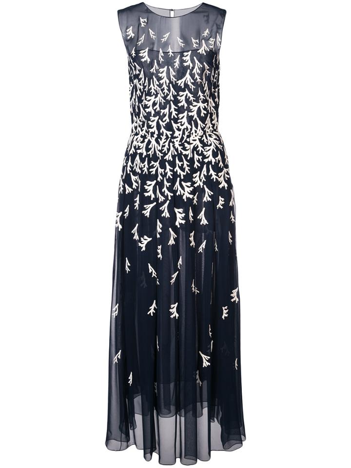 Oscar De La Renta Sleeveless Embroidered Gown - Blue