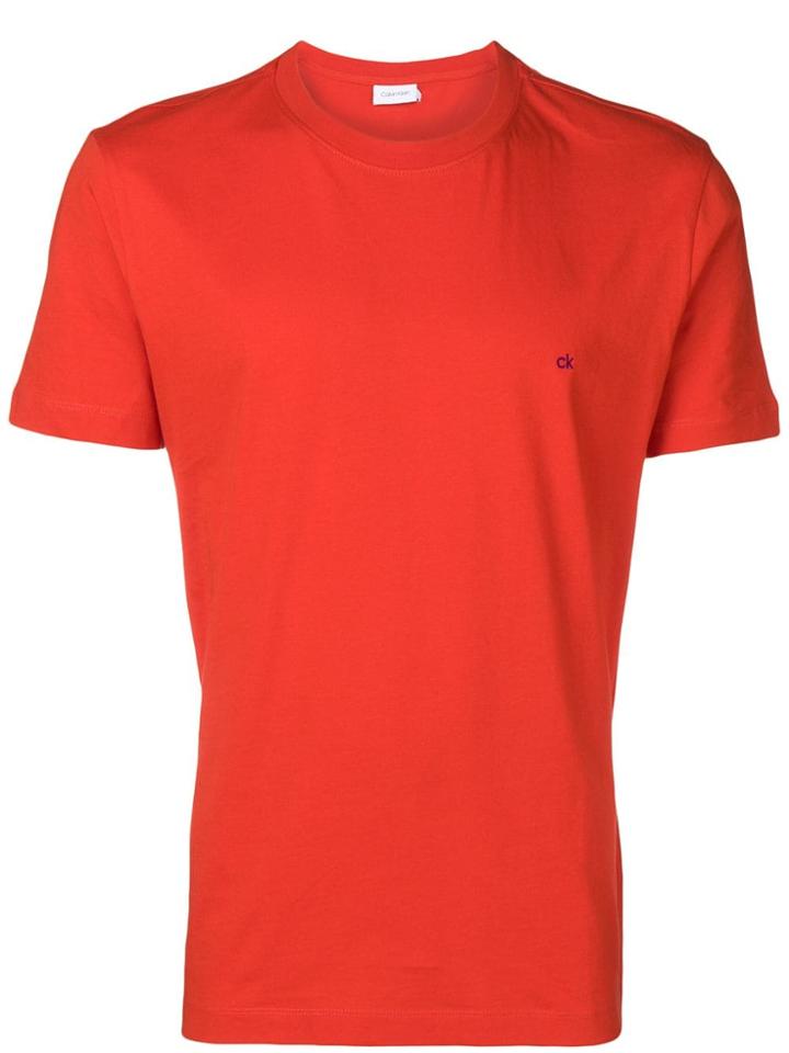 Calvin Klein Logo Embroidered Crew Neck T-shirt