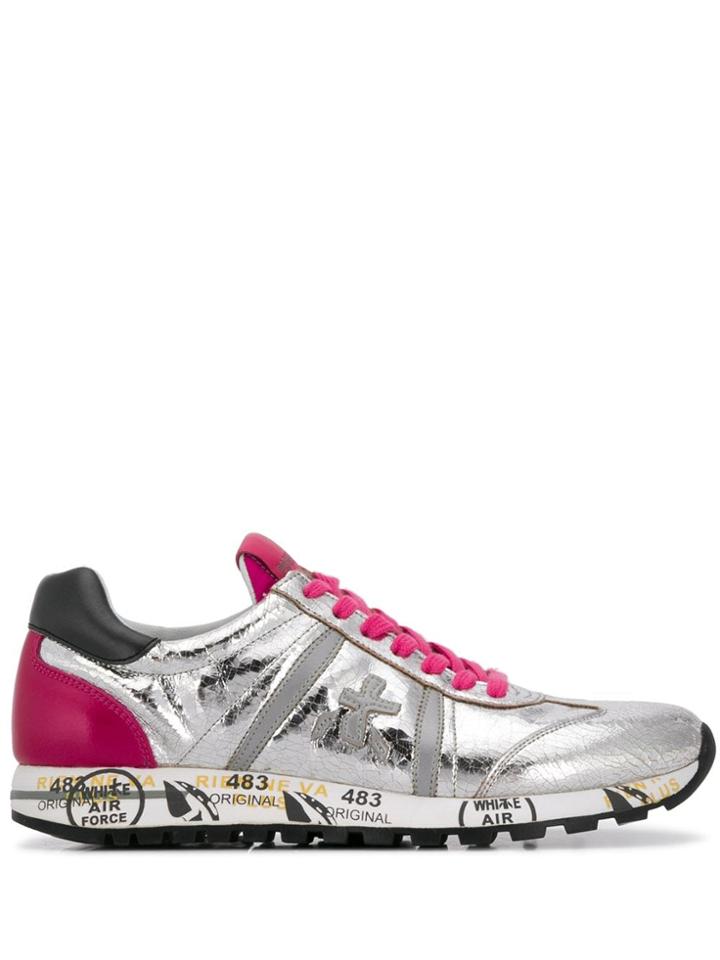 Premiata Lucyd Metallic Low Top Sneakers - Silver