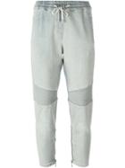 Balmain Cropped Biker Track Pants, Women's, Size: 40, Blue, Cotton/polyester/spandex/elastane