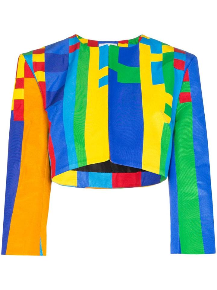 Halpern Pixel Print Cropped Jacket - Multicoloured