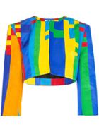 Halpern Pixel Print Cropped Jacket - Multicoloured