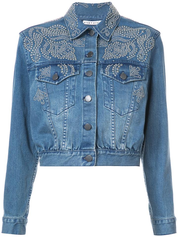 Alice+olivia Studded Detail Denim Jacket - Blue