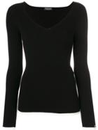 Twin-set V-neck Ribbed Jumper - Black
