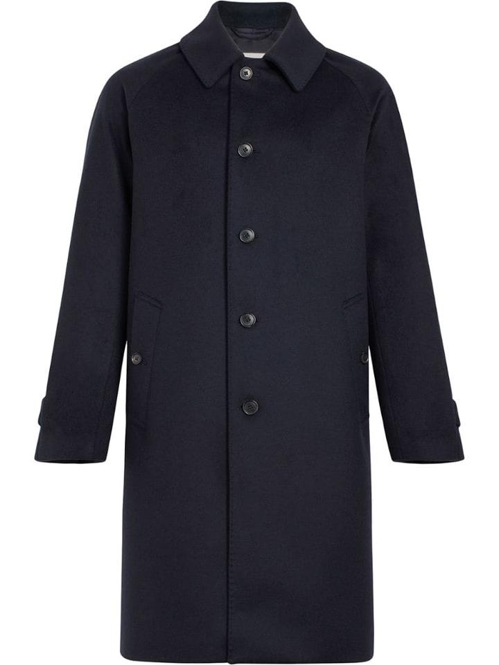 Mackintosh Navy Wool & Cashmere Overcoat Gm-107f - Blue