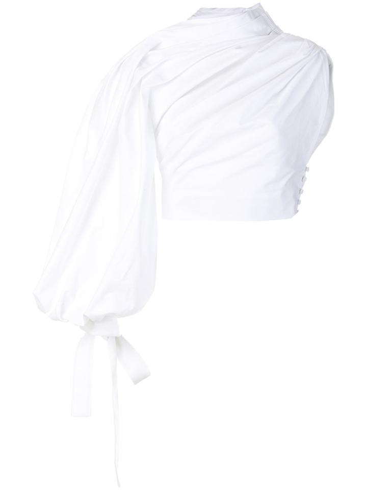 Jacquemus Asymmetric Ruched Blouse - White