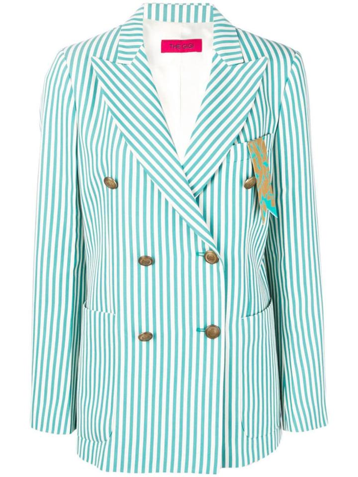The Gigi Striped Buttoned Jacket - Green