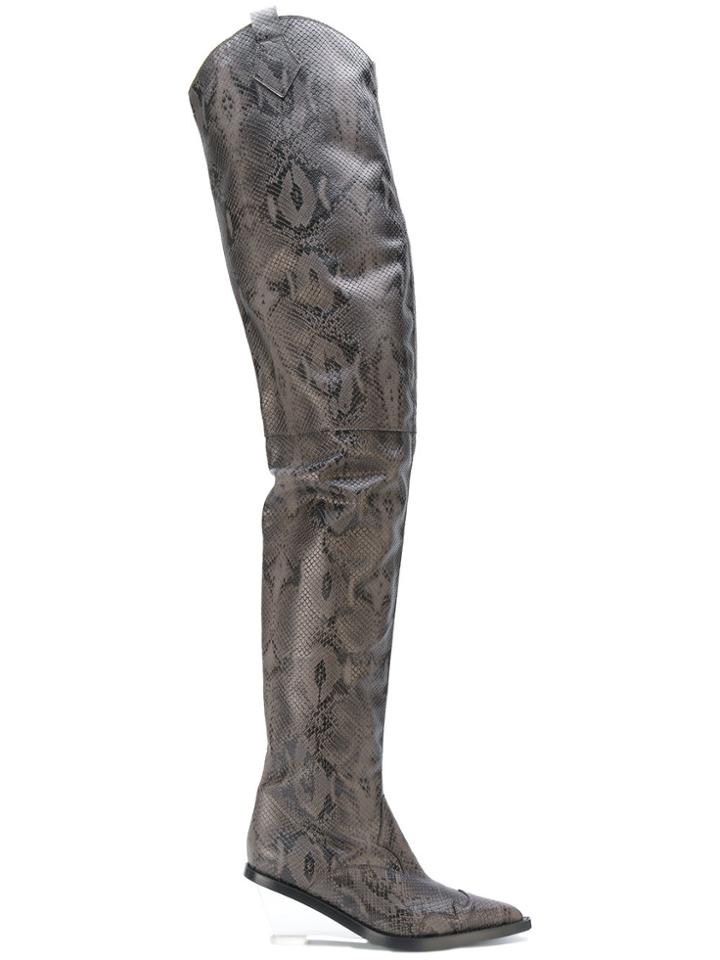 Mm6 Maison Margiela Pythonskin Effect Boots - Grey