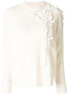 Onefifteen Embroidered Ribbed Jumper - White