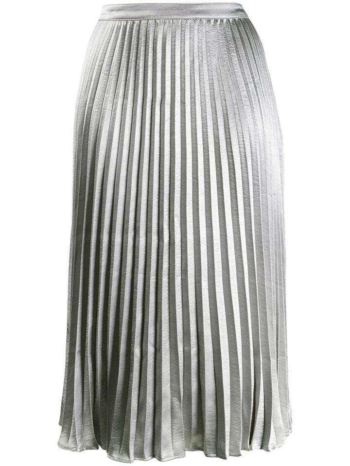 Dkny Pleated Midi Skirt - Silver
